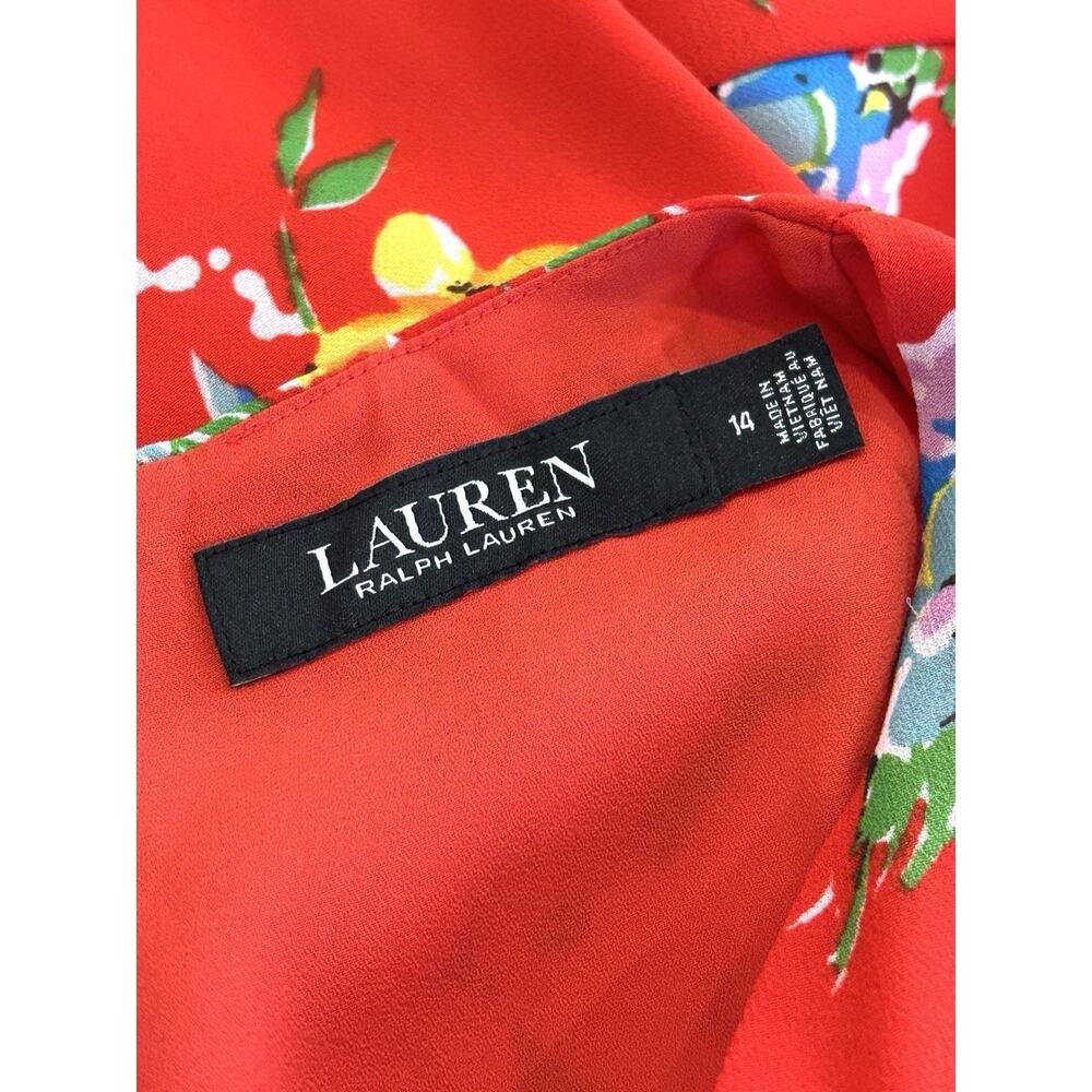 Ralph Lauren Black Label Georgette Maxi Dress Size 14 Red Floral Sleeveless - Picture 6 of 7